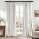 HOMEIDEAS Ivory White Pinch Pleated Curtains 100% Blackout,Linen Blend Modern Farmhouse Luxury Thermal Insulated with Adjustable Hooks, for Living Room Bedroom Decor, 40" Wx96 L 2 Panels