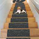 Non-Slip Stair Treads Mat Carpet for Wooden Steps(15 Pack), 21.6 x 7.4IN Self-Adhesive, Safety Indoor Stair Runner Mats, Anti Slip Stair Treads for Kids Elders and Dogs Pets