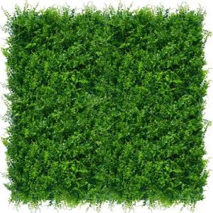 ODTORY Artificial Plants Hedge Wall Panels：20x20 Inch 4P UV-Anti Greenery Boxwood Fence Privacy Screen, Faux Ivy Grass Wall with Fake Leaves for Indoor Outdoor Background Covering
