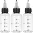 PATIKIL 2oz(60ml) Plastic Dispensing Bottle, 5Pcs Squeeze Graduated Empty Bottles with Black Twist Cap for Liquids, Inks, Oils, Sauces, Arts and Crafts, Transparent