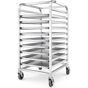 38" 10-Tier Bread Rack Cart Fits Full & Half Sheet Pans, 20.3"L x 26"W x 38"H