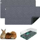 Guinea Pig Cage Liners, 2 Pack 16'' X 24'' Washable Guinea Pig Pee Pads, Non Slip Reusable Super Absorbent Guinea Pig Training Mat Bedding Fleece for Small Animals Hamster Rabbit Chinchilla Rat