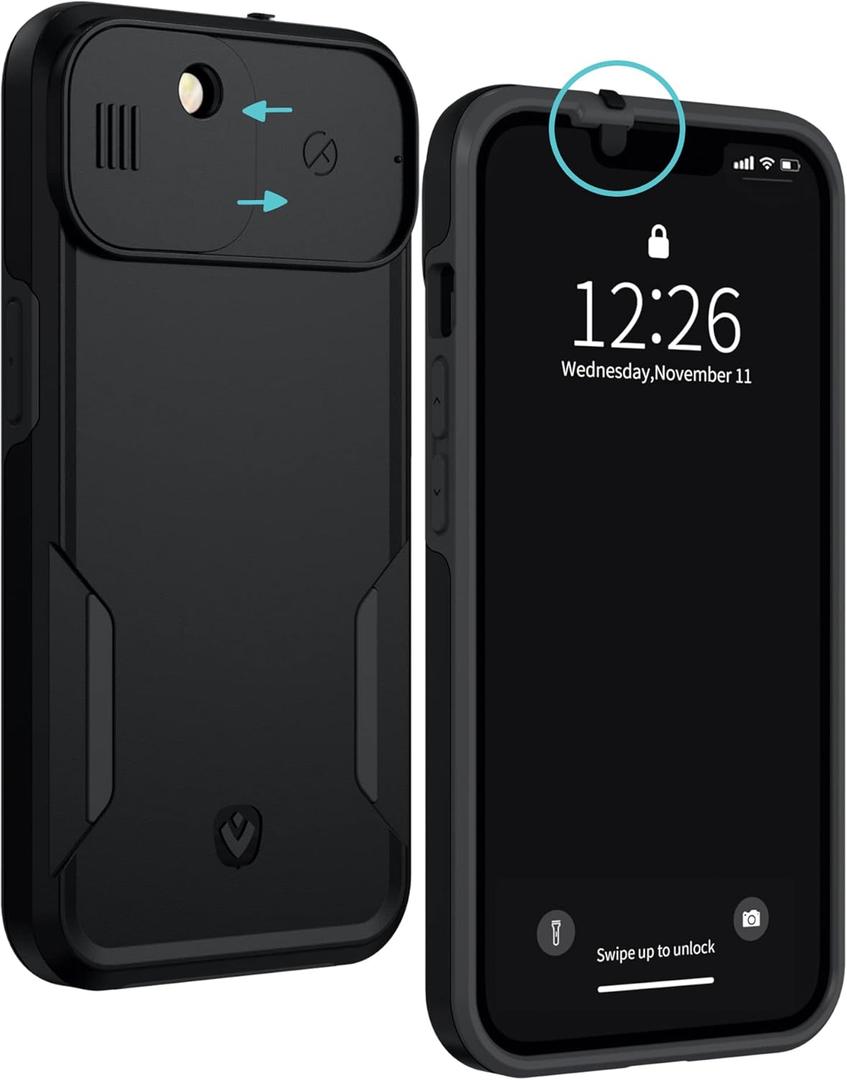 Spy-Fy iPhone 14 Plus Case with Camera Covers Front and Rear | Protect Your iPhone and Privacy | 6-Foot Drop Proof | 6,7 Inch | Camera Protection by Valenta