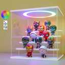 LANSCOERY RGB Lighted Acrylic Display Case  5 Tier White Showcase with Color Changing LED, Dustproof Organizer Box for Funko Pop, Mini Figures, Collectibles, 11.8x11x11.8inch