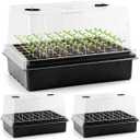 Heavy Duty Seed Starter Trays with 5'' Tall Humidity Domes & 2.75'' Deep Cells 3-Pack (162 Cells Total) Reusable Plant Germination Kit, Durable Plastic Seedling Trays for Herbs, Vegetables