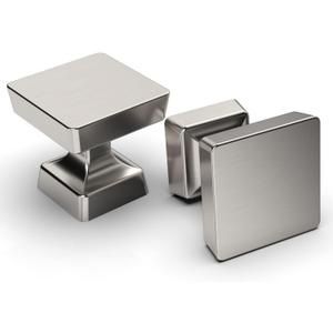 Amerdeco 10 Pack Brushed Satin Nickel Cabinet Knobs 1.2 Inch(30mm) Single Hole Cabinet Handles Dresser Knobs Drawer Knobs and Pulls for Bathroom Cabinets ZH0008