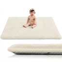 Huloo Sleep Baby Play Mat for Floor,Large 79"×79" Playpen Mat for Toddler,Infant,Kids,1.3" Thick Non-Slip Nursery Rug,Water Repellent Soft Padded Activity Mats for Tummy Time,Crawling,Playroom(Cream)