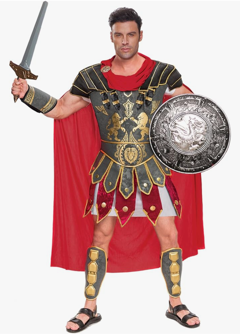 Spooktacular Creations Brave Men’s Roman Gladiator Costume Set for Halloween Audacious Dress Up Party, XL