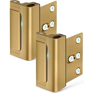 Home Security Door Reinforcement Lock: Metal Door Locks for Front Door Locks for Kids Safety Child Proof Door Latch for Top Deadbolt Lock Home Defender Flip Door Guardian Lock Withstand 800 lbs Inside (Gold)