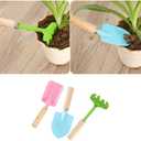 DOITOOL Kids Garden Tool Set Toy, Mini Rake and Spade with Wooden Handle - Small Gardening Tools Set for Succulent, Bonsai and Pot Plants