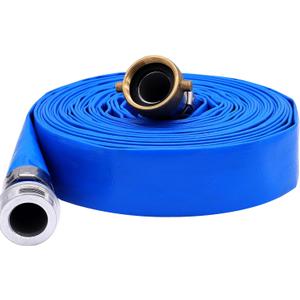 2" x 100 PVC Lay Flat Water Pump Discharge Hose With Aluminum Pin Lug Fittings, Heavy Duty Reinforced Pool Backwash Hose Assembly