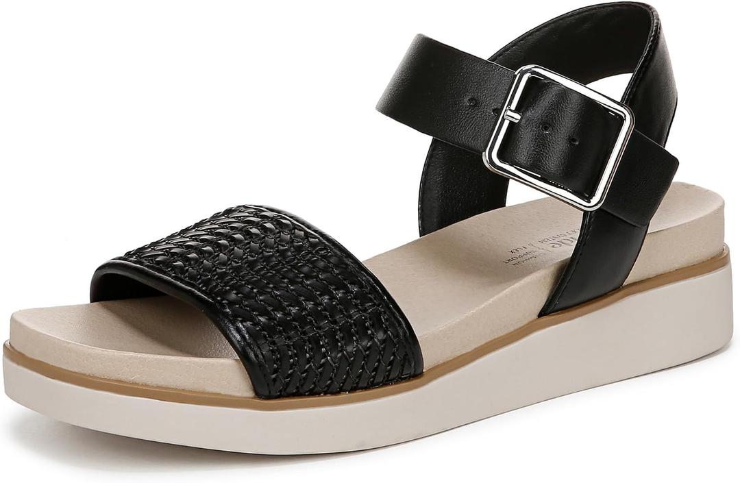 LifeStride Womens Gillian 2 Sandal Black Faux Leather 10 M