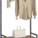Coat Rack Hall Tree with Shoe Storage, Entryway Hall Tree Storage Bench, Wood Look Accent Furniture with Metal Frame, 3-in-1 Design, Rustic Brown