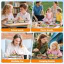 Oval Stainless Steel Snack Containers 3 PCS, Stainless Steel Bento Boxes Adult 4 Compartments,Metal Lunch Boxes with Lid, Divided Food Storage Containers for School Home Travel