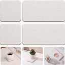4PCS Quick-Drying Soap Tray for Bathroom Counter, Diatomaceous Earth Stone Drying Tray with Fast Absorption, Multi-Purpose Water Absorbing Stone for Kitchen & Bathroom, White