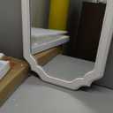 Rustic Oval Mirrors for Wall Decor 17 X 23 Inch, Handmade Distressed White Vintage Mirror for Bathroom Bedroom, Hanging Farmhouse Decorative Wood Wall Mirror, Horizontal or Vertical