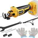 OLIBUY Cordless Drywall Cut-Out Tool for De-walt 20V Battery, 3 Speed Adjustable Brushless Rotary Saw with Up to 30000 RPM, Drywall Rotary Cutting Tool for Sheetrock,Wood,Plywood(Tool Only) (Yellow)