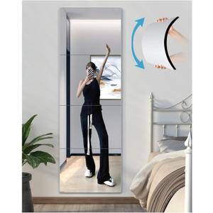Shatterproof Wall Mirror Full Length for Bedroom, Acrylic Gym Mirrors For Home, Extra Thick: 0.12 inch, 13.88 x 13.88 inch x 4 Pcs, Workout Mirrors Safe for Kids, Over The Door, Long Wall Mounted
