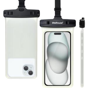 wellhouse Waterproof Phone Pouch, Waterproof Phone Case for iPhone 17 16 15 14 13 Pro Max XS Samsung, IPX8 3D Cellphone Dry Bag Beach Essentials (1 Pack - Luminous Black7.0, 7 inch)