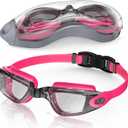 Aegend Swim Goggles, Swimming Goggles No Leaking Full Protection Adult Men Women Youth (Raspberry-Red Black)