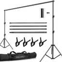 12ft x 10ft Photo Video Studio Heavy Duty Adjustable Photography Muslin Backdrop Stand Background Support System Kit with Carry Bag 4 Spring Clamps