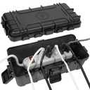 Medium Outdoor Electrical Box (11.6x5.2x4.1 inch), IP54 Waterproof Extension Cord Cover w/ 6 Cable Entry, Weatherproof Connection Box for Power Strip, Plug, Timer, Holiday Lights, Black