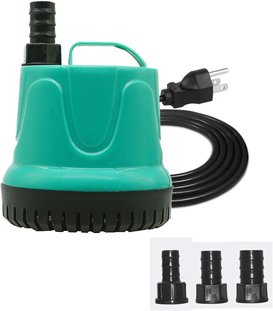Upettools Submersible Water Pump, Ultra Silence Circulation Multifunctional Water Pump with Handle For Pond, Aquarium, Hydroponics, Fish Tank Fountain with 4.6ft (1.4M) Power Cord(220GPH,25W) Green