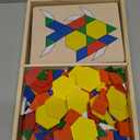 Melissa & Doug Pattern Blocks and Boards - Wooden Classic Toy With 120 Solid Wood Shapes and 5 Double-Sided Panels, Multi-colored - STEAM Animals, Tangrams Puzzle For Kids Ages 3+