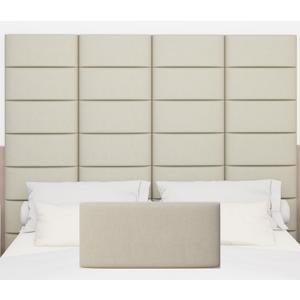 Peel and Stick Upholstered Headboard for Queen Size, 3D Anti-Collision Soundproof Wall Panels, Self-Adhesive Decor Panels, Tufted Wall Mounted Headboard, Beige(9 Panels, 10" x 24")