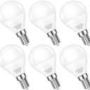 EvaStary E12 LED Bulbs 60W Equivalent, Daylight White 5000K, 6W, 600LM, Candelabra Base, A15/G45, Ceiling Fan Lights, Non-Dimmable, CRI 85+, for Bedroom Kitchen Chandelier, 6-Pack