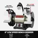 BUCKTOOL 8 Inch 3/4 HP Low-Speed Bench Grinder fit CBN Wheel Professional Wobble-free Wheel Grinder TDS-200C4HL