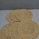 Round Woven Placemats Set of 6, Boho Rattan Placemats Natural Hand-Woven Place Mats Table Decor, Chargers for Dinner Plates, Farmhouse Place Mats, Wicker Table Mats for Dining Table, Home