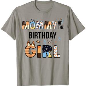 Mommy of The Birthday Girl Party Blue Dog Lover Matching T-Shirt