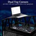 Portable DJ Booth Facade Stand, Foldable DJ Table 40" x 20" x 45" Tabletop, DJ Facade Station for DJ Controller, Mixer & LaptopEvents&Parties Includes Carry Bag&Two Metal Corner Tables.