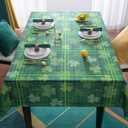 St. Patrick's Day Waterproof Tablecloth  Rectangular Table Cloth Shamrock Print, Stain Resistant, Perfect Table Cover for Dining & Kitchen Decor, W60 x L120 (Green)