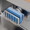 TAILI Sponge Holder for Kitchen Sink with Strong Suction Cup, Removable Sponge Holder, Rustproof Aluminum Sink Caddy for Sponges, Dish Brush - Silver (5.1" x 2.3")