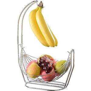 Jiallo Silver Fruit Basket with Banana Hanger