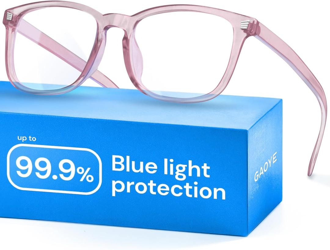 Gaoye Blue Light Glasses for Computer & Gaming - Anti UV Ray Lenses, Scratch-Resistant & Comfort Fit (Medium, Transparent Brown)