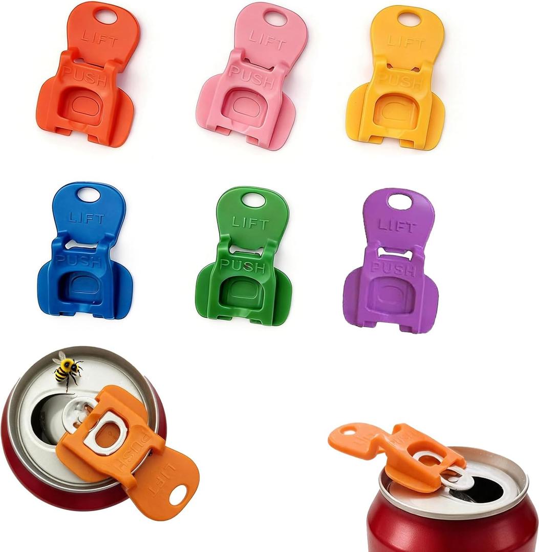 4 x 6PCS Colorful Soda Can Tab Openers & Leak-Proof Drink Covers(New model), one size