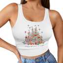 Flafens Crop Tops for Women Summer Tank Tops - Cute Ribbed U Neck Graphic Sleeveless T Shirts Yoga Gym Short Tanktops (White, S)