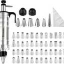 Dessert Decorating Syringe Set, Frosting Piping Kit icing piping kit 54 food-grade stainless steel piping nozzles for Baking, Decorating Cupcake, Deviled Eggs, Black (black)
