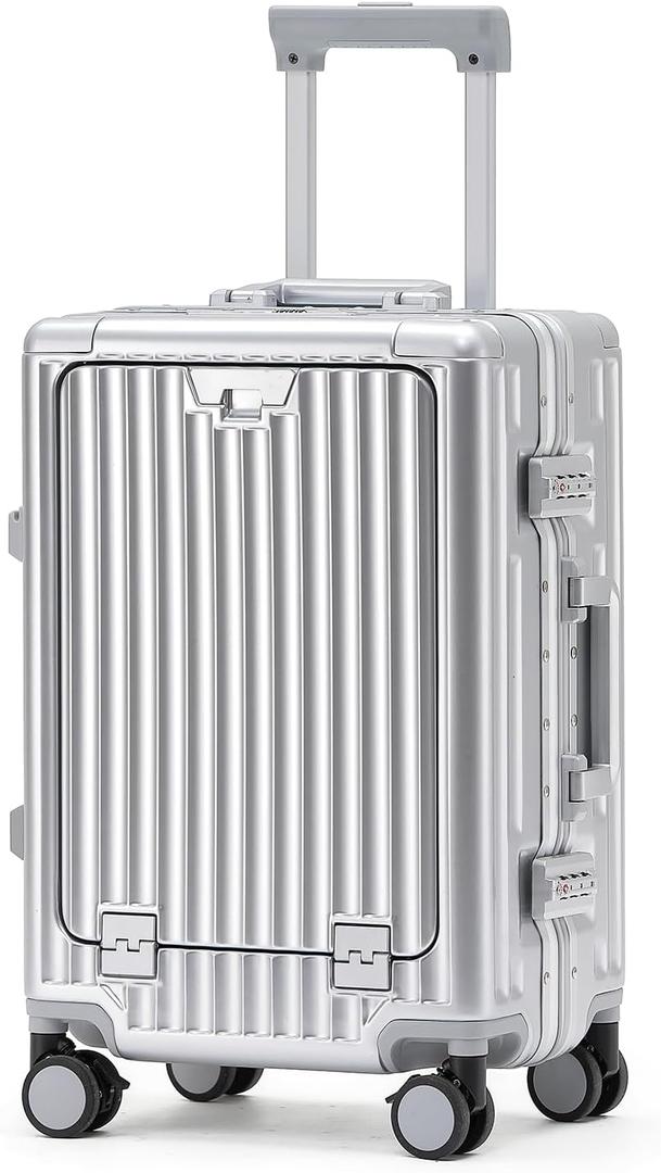 20" Aluminum Frame Carry-On with Front Pocket & USB Port