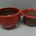 African Violet Pots, 8 Inch Self Watering Pots, Easy Plant Self Watering Pot, Ceramic Plant Pot with Absorbent Inner Pot for Flowers, Flower Pot Indoor - Brown Red