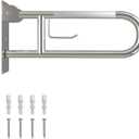 23 Inch Toilet Grab Bar, Flip Up Grab Bar with Paper Holder, Anti-Slip Safety Bars for Toilet, Stainless Steel Knurled Toilet Handles for Seniors Disabled Elderly Pregnant, Brushed Nickel