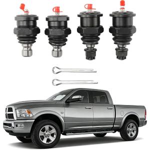 4PCS 0313BJPACK Heavy Duty Upper and Lower Ball Joint Kit for Dodge 2003-2010 Ram 2500 3500 4x4 4WD, for Ram 2011-2013 2500 3500 4x4 4WD, for 5.9L 6.7L Cummins Diesel Replace# KR7467 KR0316