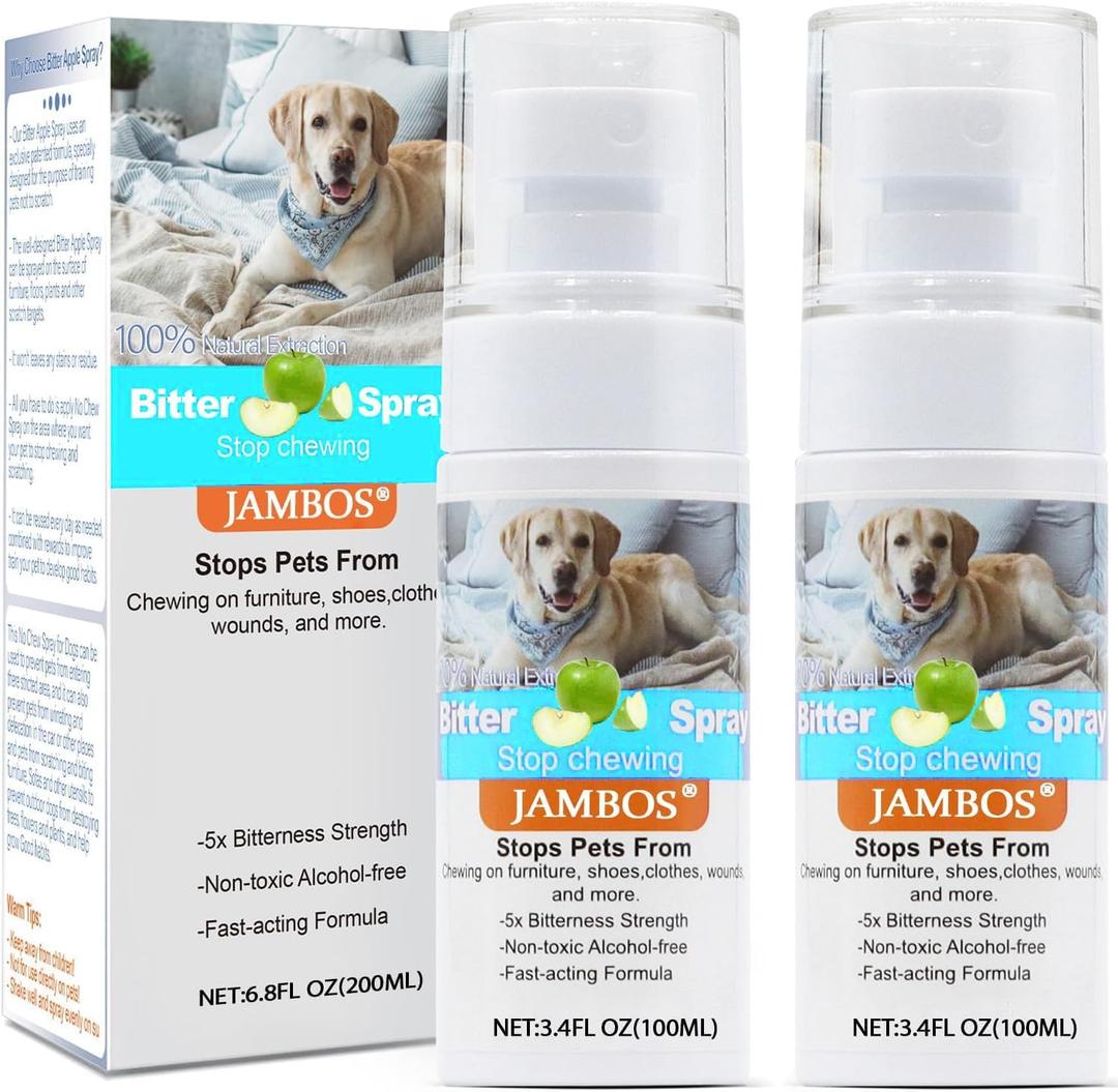 Effectively | 2 Bottles Bitter Apple Spray for Dogs to Stop Chewing, NO Chew Spray for Dogs Protect The Safety of Furniture and Your Belongings, Prevent Licking Injuries (Blue, M)