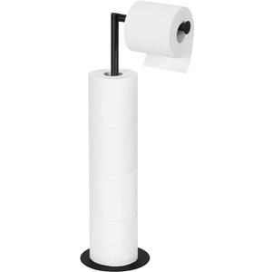 Toilet Paper Holder Free Standing Black Toilet Tissue Holder Stand Toilet Roll Holder with Storage Floor Toilet Paper Holder Stand Bathroom Tissue Roll Holder Stand