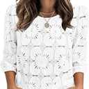 Sampeel Women Blouses Dressy Casual 3/4 Length Sleeve Tops Eyelet Lace Spring Summer Shirts Beach Vacation Clothes, XL