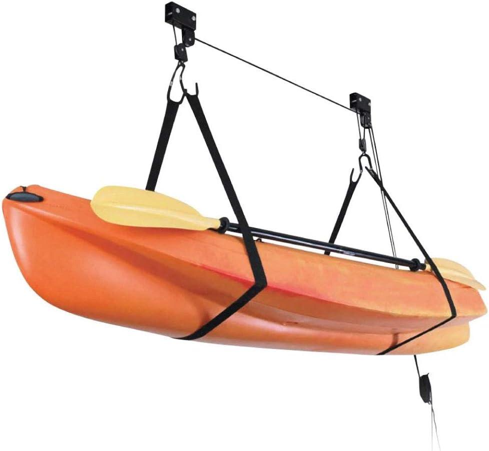 Kayak Ceiling Storage Bike Ceiling Mount Kayak Hoist Lift Storage Garage Pulley System for Canoe Paddleboard Bike Ladder 100 lbs Capacity with Straps