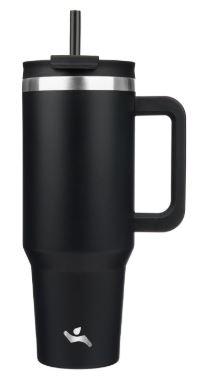 Konokyo 40oz Tumbler with Handle, Insulated Water Bottle Stainless Steel Vacuum Cup Reusable Travel Mug, Black